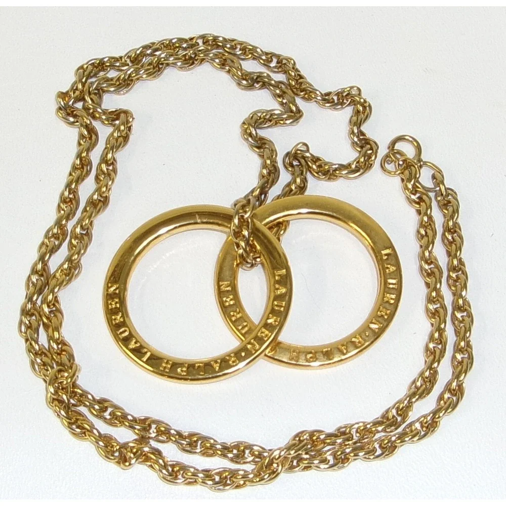 Vintage Ralph Lauren 36" Gold Chain Multi-Wear Jewelry w/ 2 Circle Loops - Picture 1 of 2